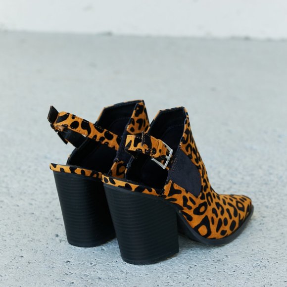 Qupid Leopard Open Heel Booties - Picture 7 of 7